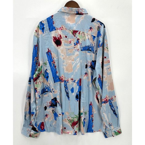 Zeroyaa Shirt Mens Button Down Long Sleeve Abstract Multicolor Lightweight XXL - Picture 2 of 10